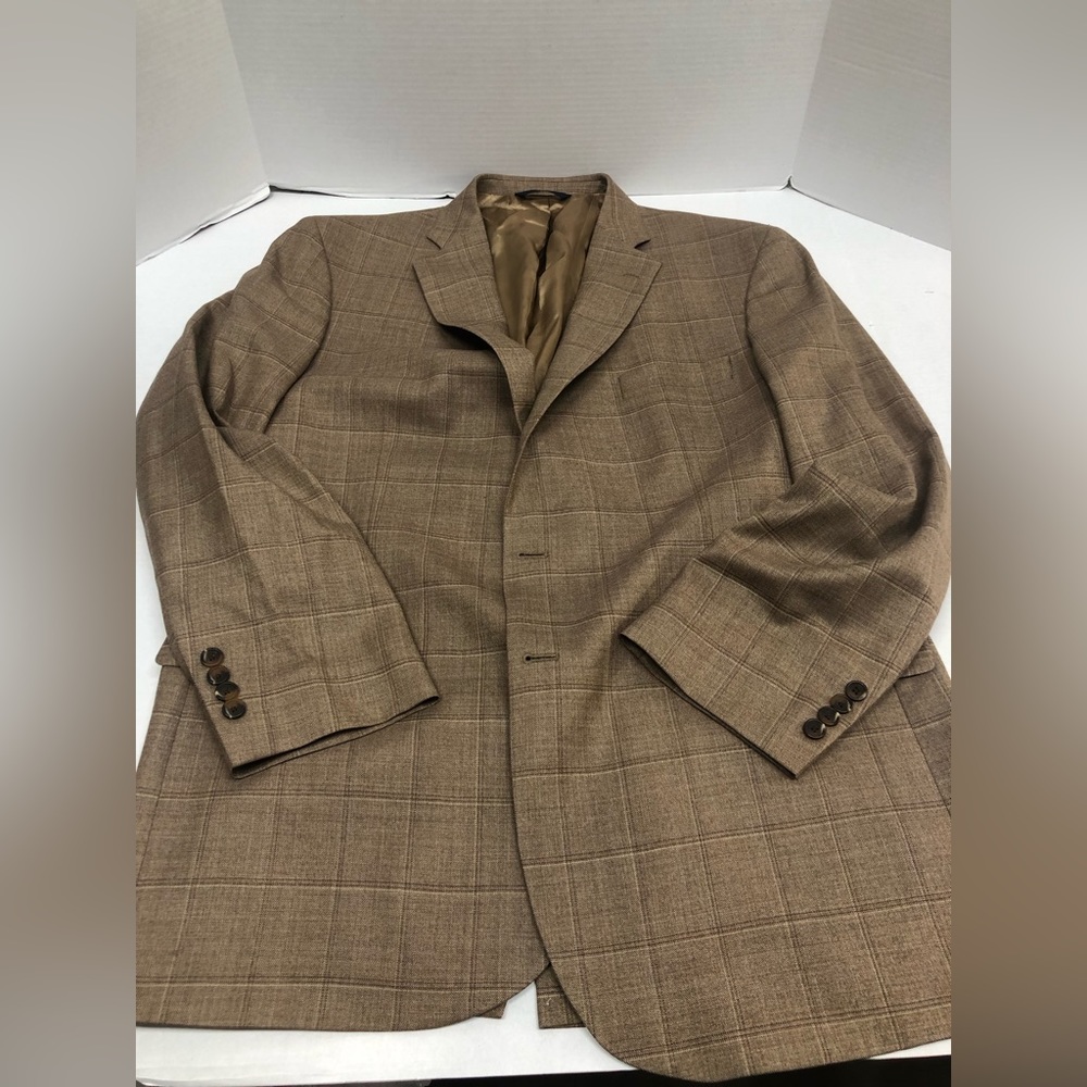 Brooks Brothers wool plaid sports coat, tan, EUC 1500